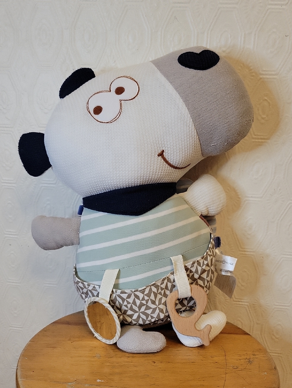 Coco Village Striped Mint & Grey Dog with Teething Rings